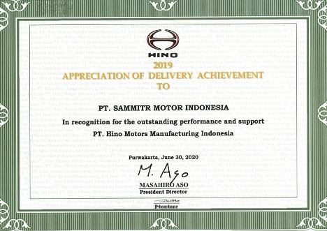 certificate PT Hino Motors Manufacturing Indonesia